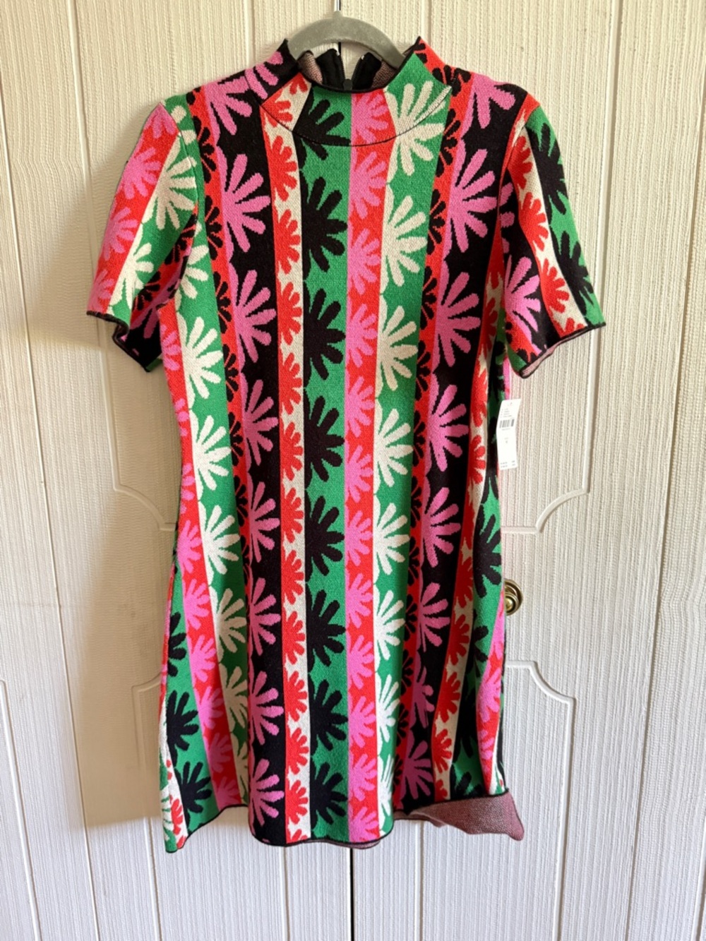 Anthropologie Nina Dress Bright Floral Stripe Knit size Medium